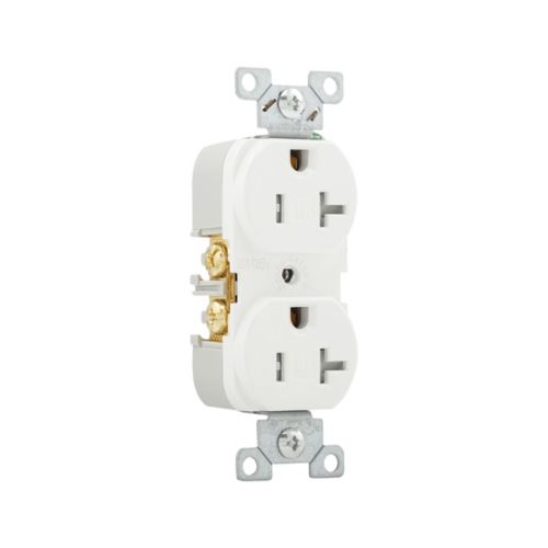 Eaton TR Specification Grade 20A Duplex Receptacle in White, #14-10 AWG- 125V