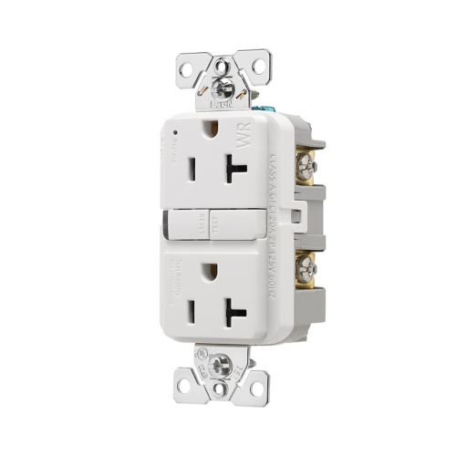 Eaton Tamper and Weather-Resistant, Self-Test GFCI, 20A, 125V, White, Slim Design - Cooper