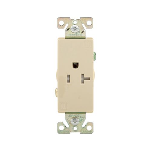 Eaton heavy-duty industrial TR decorator single receptacle in ivory, Cooper wiring device with durable construction and specification-grade design.