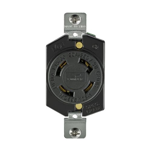 Eaton locking receptacle, black, industrial grade, 30A, 250V, single L15-30 three-pole wiring device by Cooper