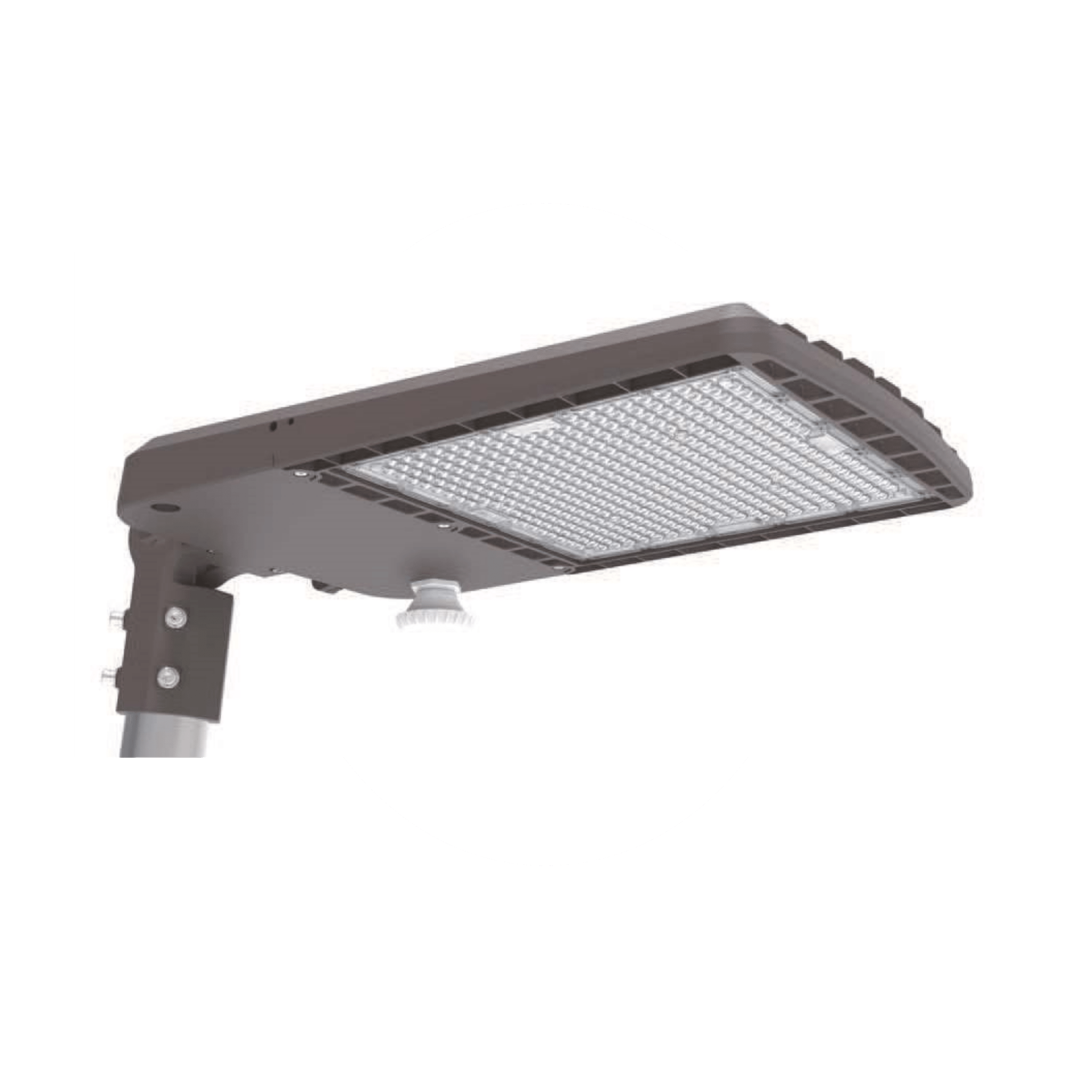 Earthtronics LED area light with adjustable color and wattage options of 70, 100, or 150 watts for exterior lighting.