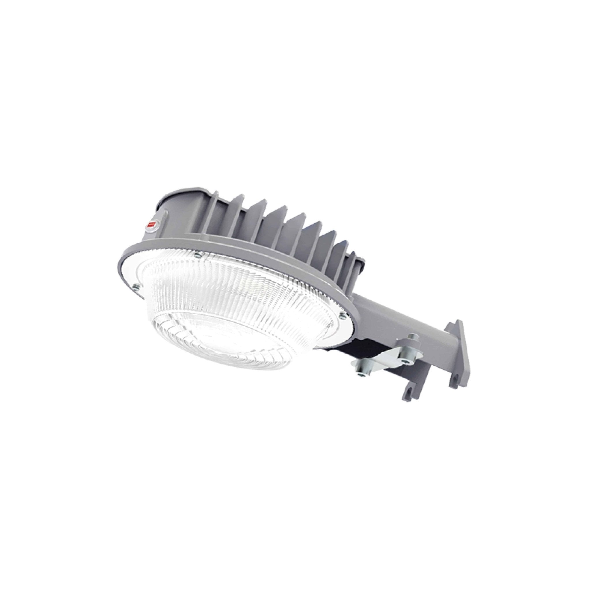 Gray Earthtronics LED dusk till dawn exterior lighting fixture with adjustable color and wattage settings.