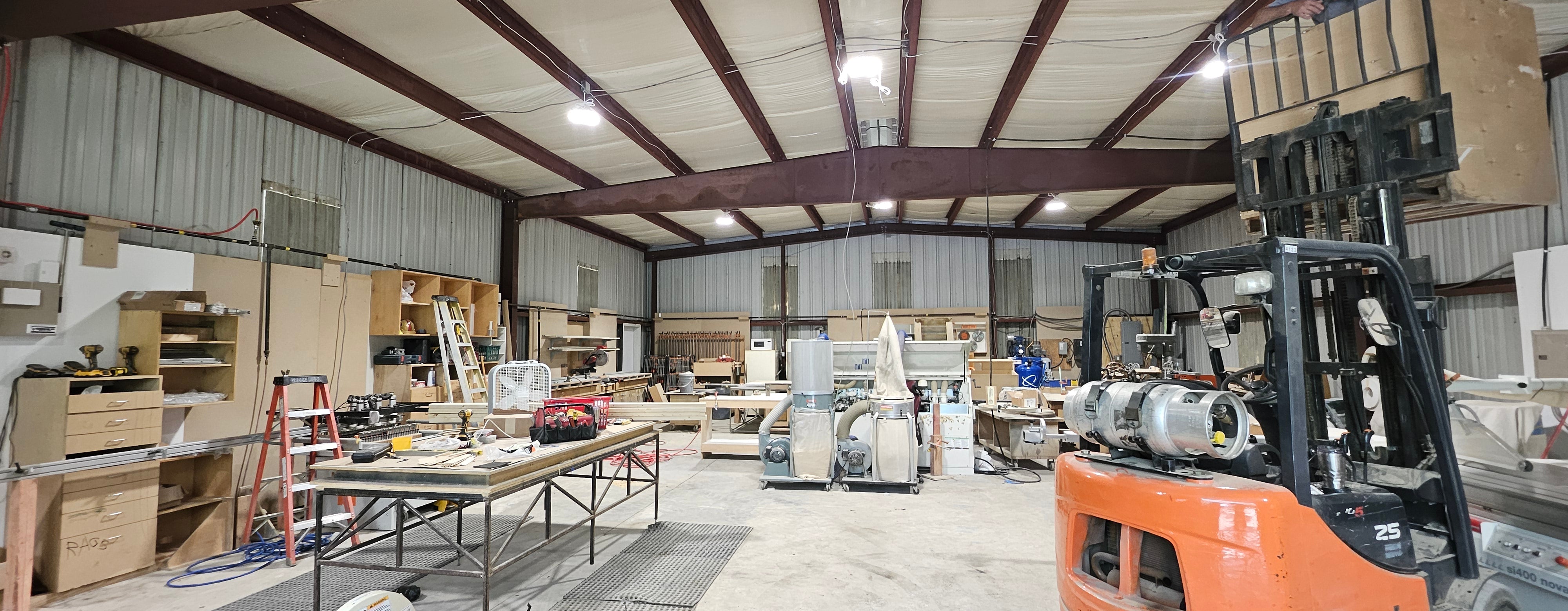 White LED UFO High Bay light by Earthtronics with color and wattage options, ideal for industrial or commercial lighting.