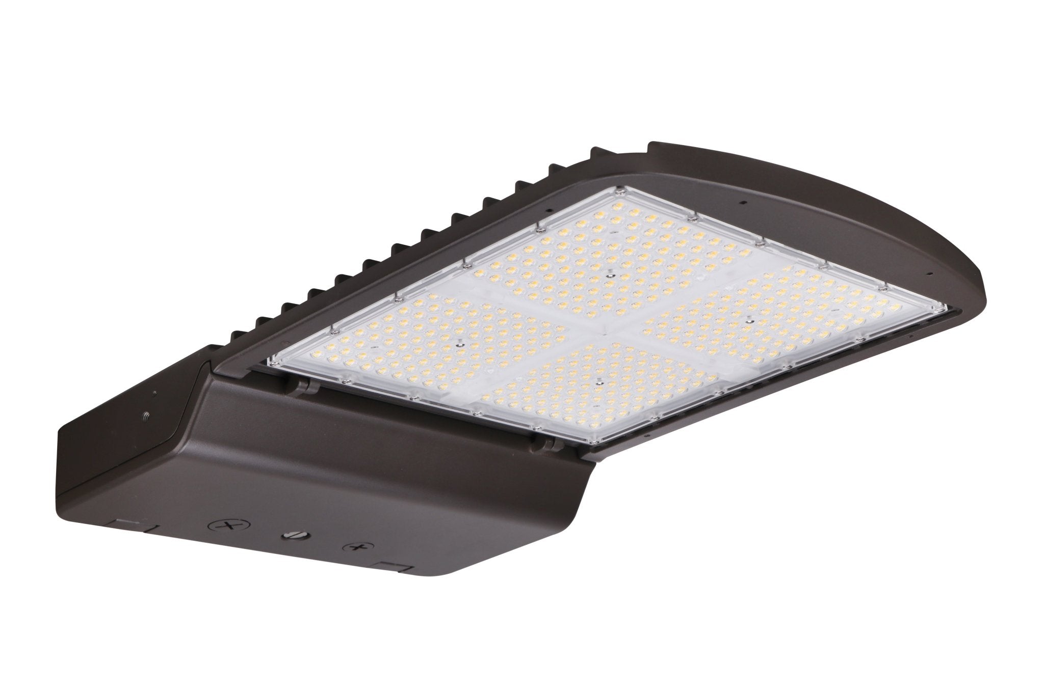 Eiko PowerSet 300/240/200W exterior area light with bronze finish, Type 3 lens, dimming, 120-277V, adjustable color temperature