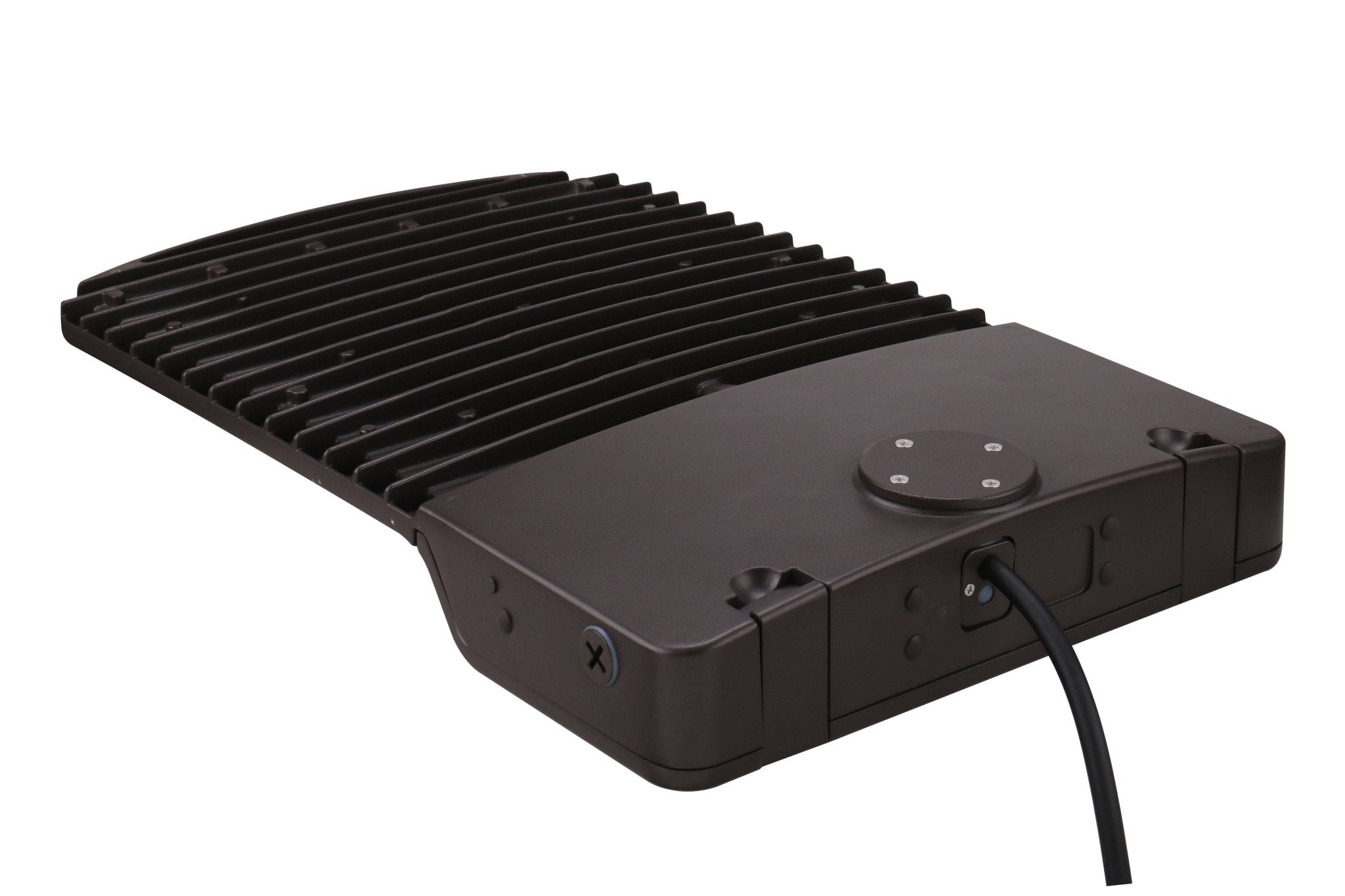 Eiko PowerSet 300W exterior area light with bronze finish, Type 3 lens, dimming, 3000-5000K color options, 120-277V.