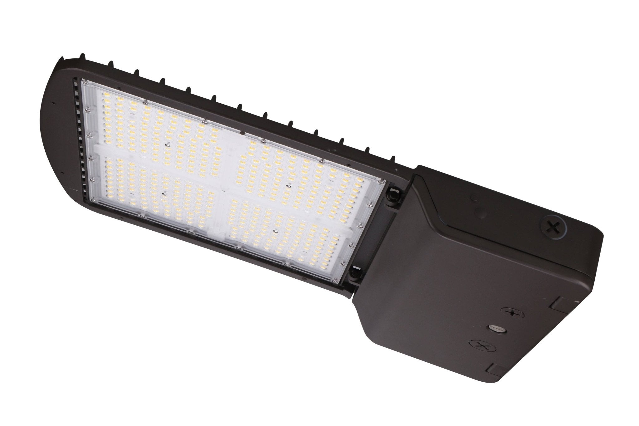 Eiko PowerSet 300W area light with bronze finish, Type 3 lens, dimming, adjustable color temperature, outdoor exterior lighting fixture