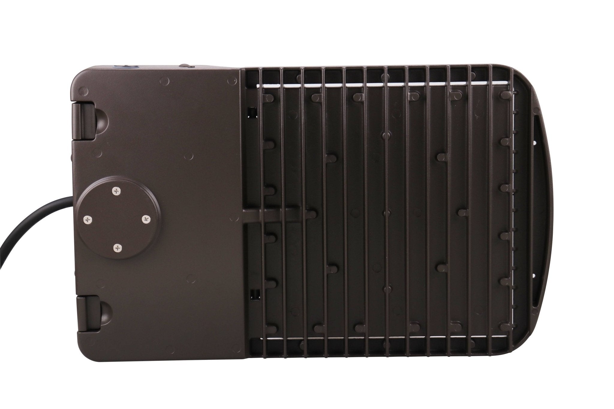 Eiko 150W LED Area Light with bronze finish, 4000K color, Type 3 lens, dimmable, suitable for outdoor exterior lighting.