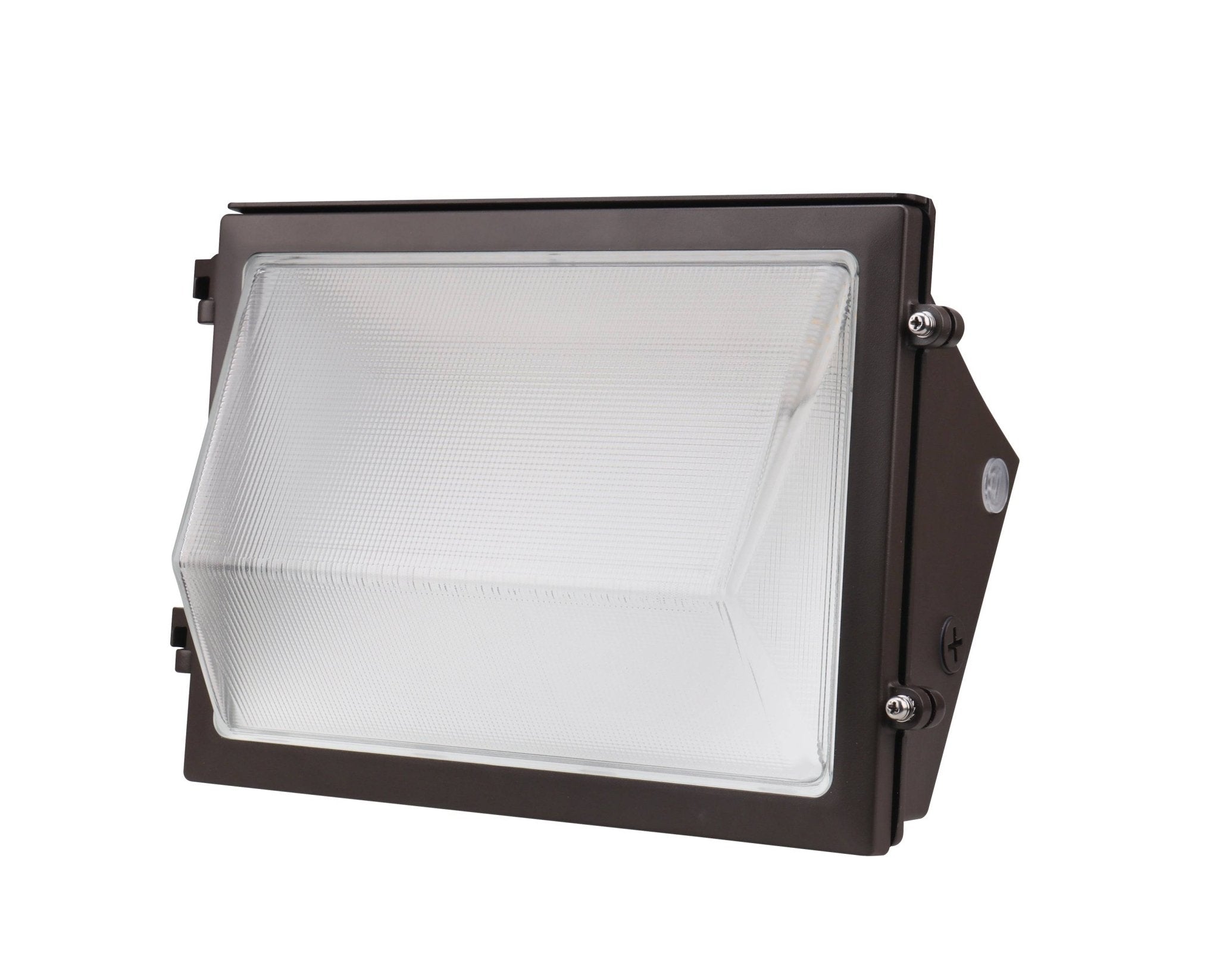 Eiko LED Wall Pack exterior lighting fixture in bronze with 80W, 3000K, 4000K, 5000K options, dimmable, for outdoor use.