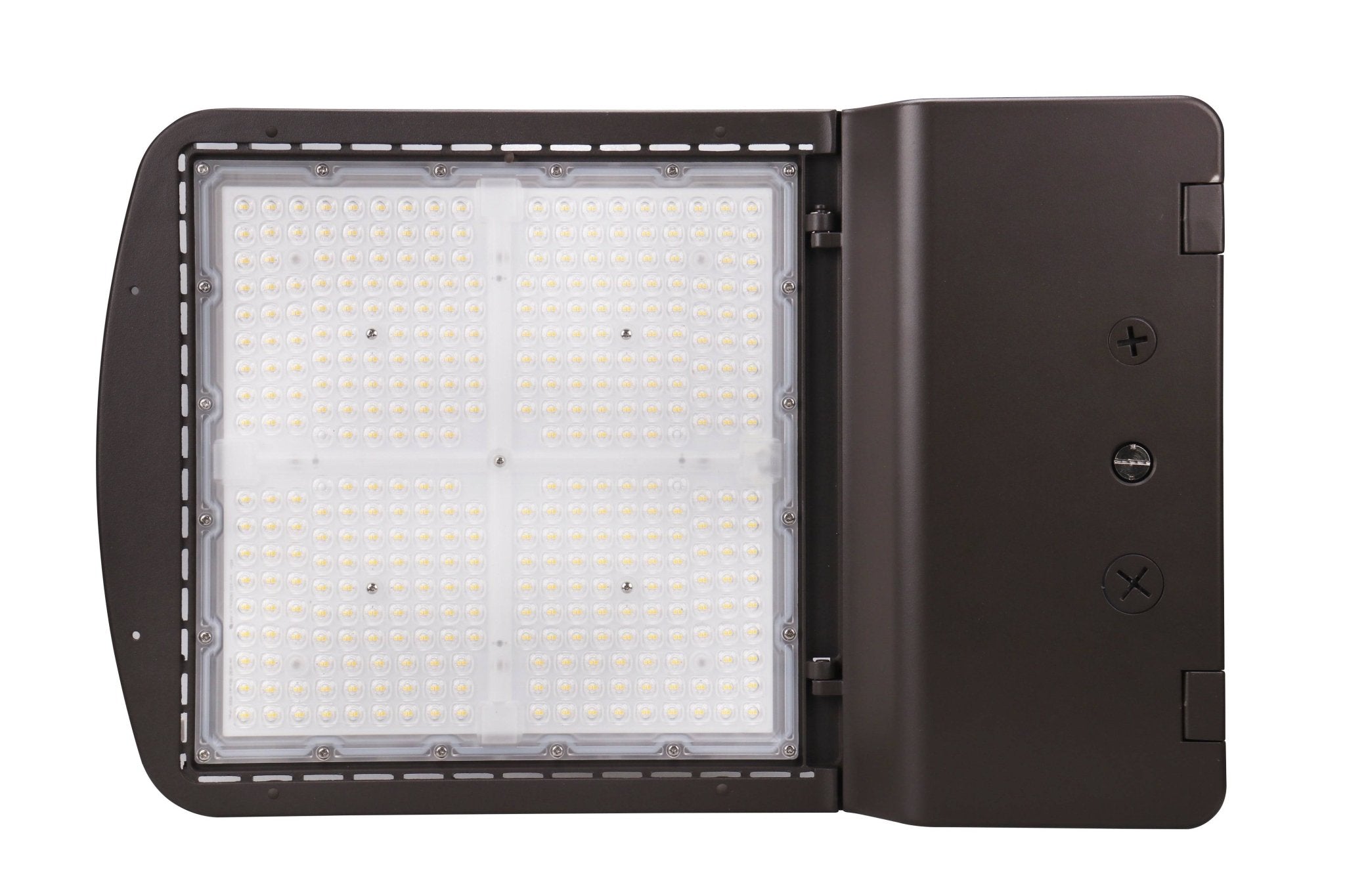 Eiko LED area light fixture PowerSet 300/240/200W with Type 5 lens and adjustable color temperature 3000K to 5000K.