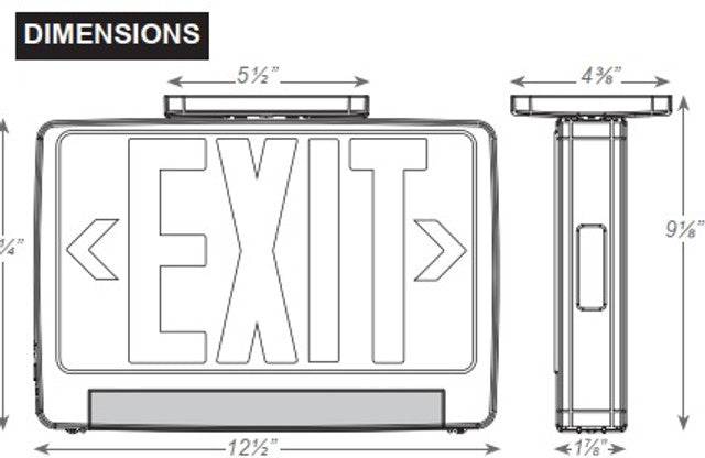 Red and white LED light pipe exit combo sign with remote capability, suitable for emergency exit signage by Green Lighting Wholesale.