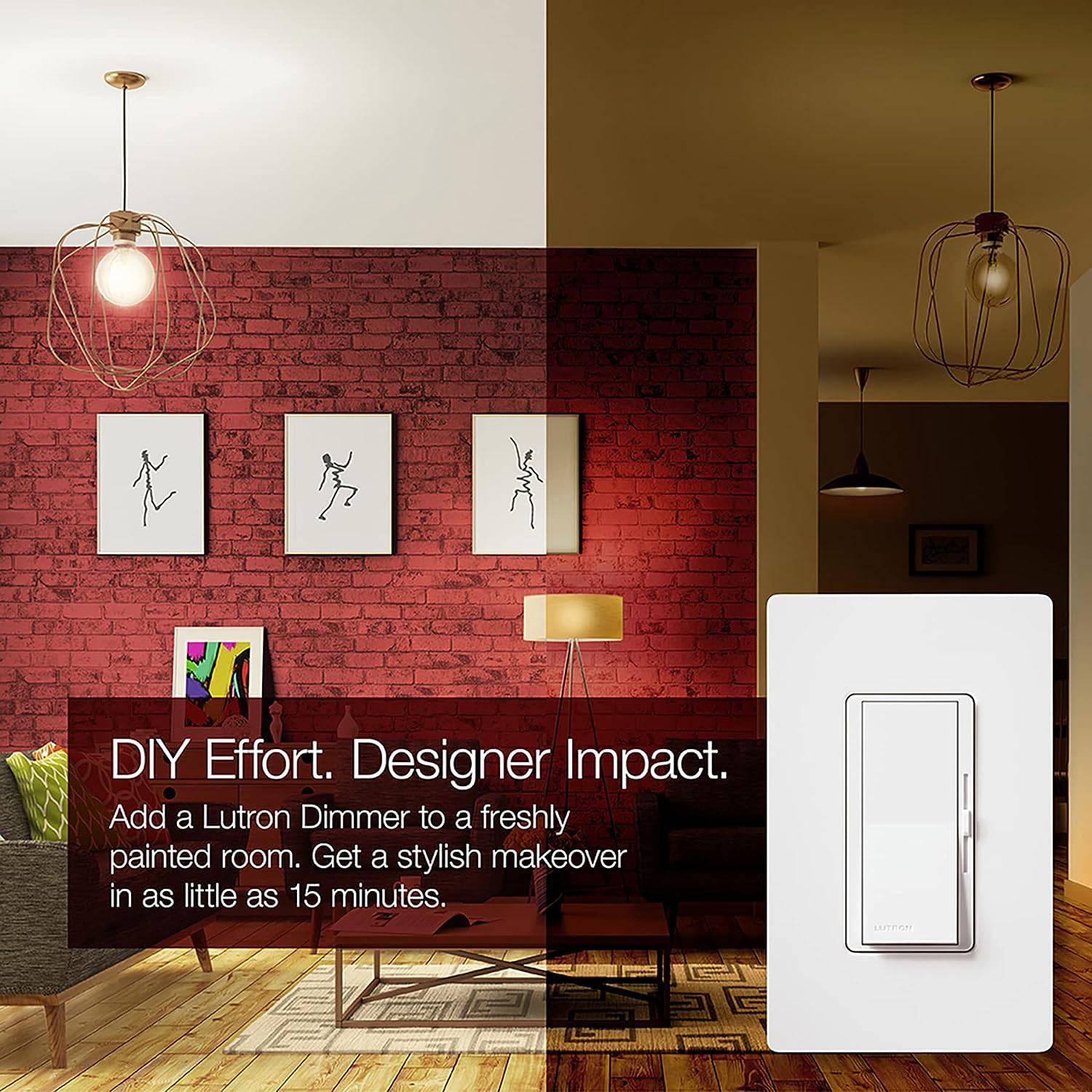 Lutron Diva LED+ Dimmer Switch with Wallplate, 150-Watt/Single-Pole or 3-Way in White - Green Lighting Wholesale