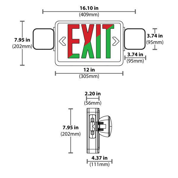 LED Selectable Letter Color Emergency Exit Sign Combo - Green Lighting Wholesale, INC