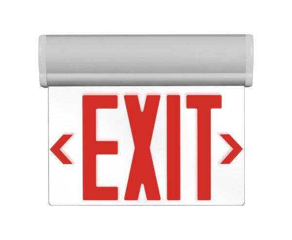 Edge-Lit LED Emergency Exit Sign, Clear with Red Lettering - Green Lighting Wholesale, INC