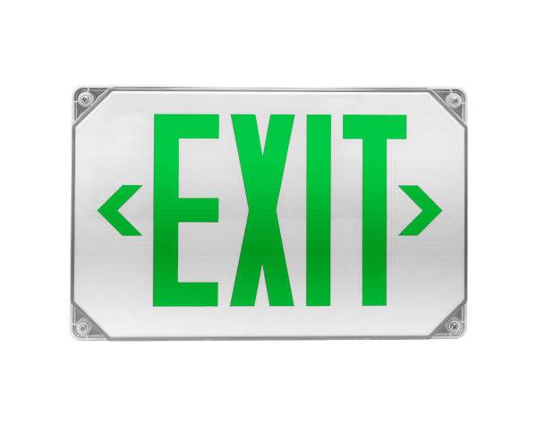 LED Outdoor Emergency Exit Sign, Green Lettering