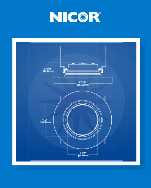 Nicor 5/6-inch black baffle LED retrofit downlight kit with night light feature, ideal for recessed lighting upgrades.