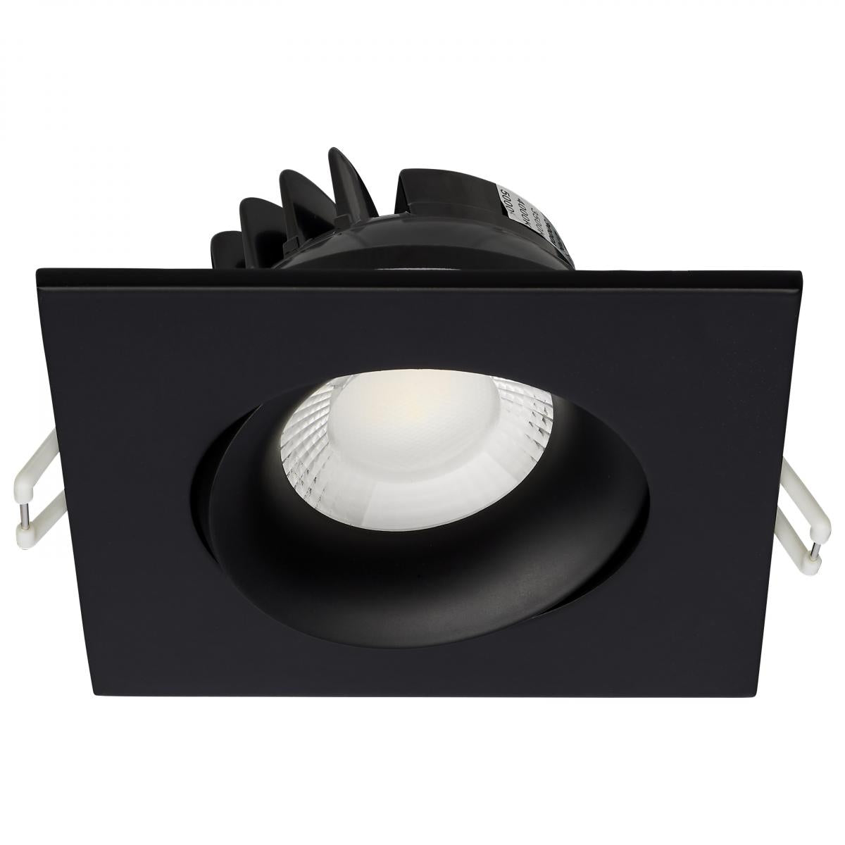 Black Nuvo 12W LED wafer downlight, gimbaled, 3.5-inch, CCT selectable, direct wire installation, energy-efficient lighting fixture.