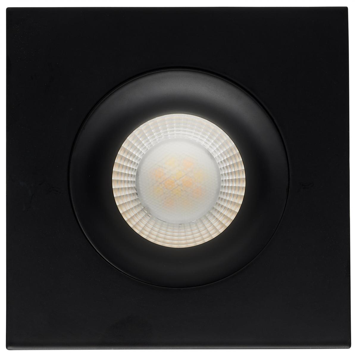 Black Nuvo 12W LED wafer downlight, gimbaled 3.5-inch, CCT selectable, direct wire installation, energy-efficient lighting.