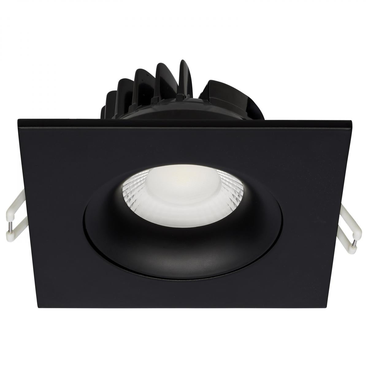 Nuvo black 12-watt LED wafer downlight with gimbaled 3.5-inch design and CCT selectable for adjustable lighting.
