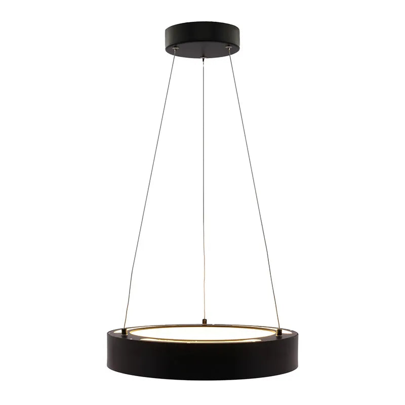 LED Black 18" Hollow Circle Pendant with Uplight, 30W