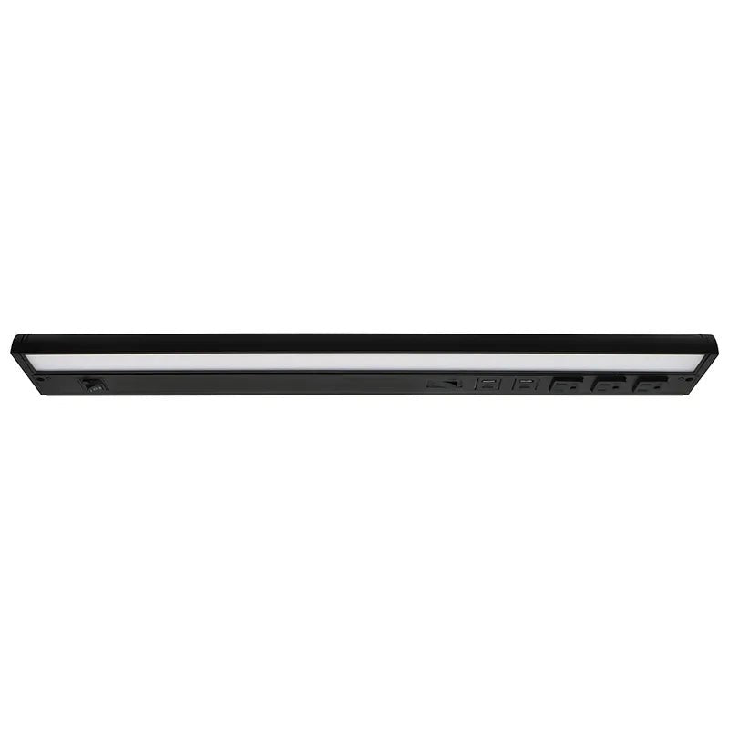 LED 24 Inch Black Undercabinet with Receptacles and USB Ports, 12W, 2700K/3000K/3500K/4000K/5000K - Westgate