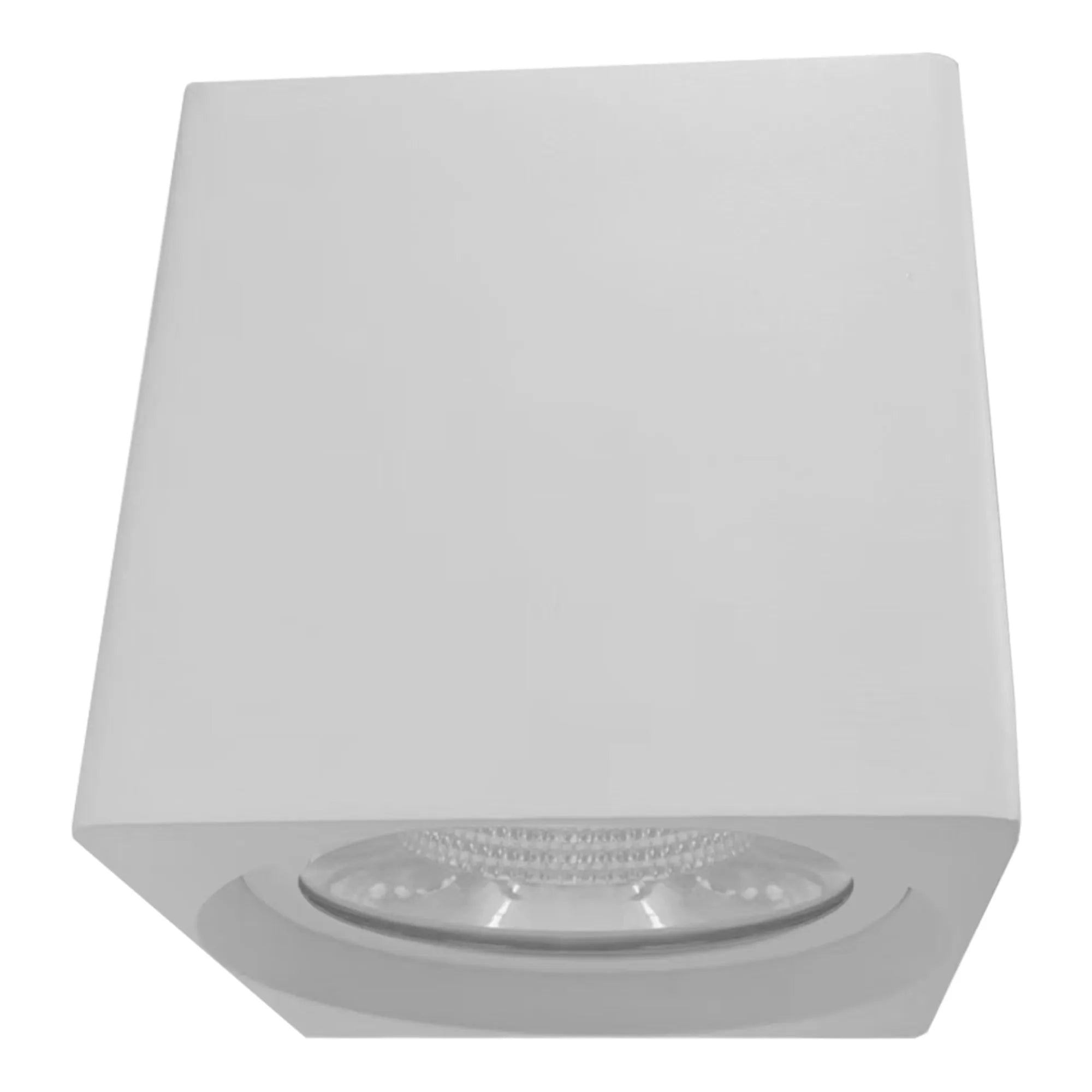 White LED 7-inch square commercial cylinder light fixture by Westgate, featuring adjustable watt and color settings for ceiling lighting.