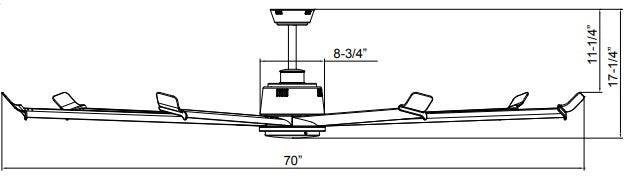 Black Arctic III 68" 8 Blade Indoor / Outdoor Ceiling Fan with Wall Control