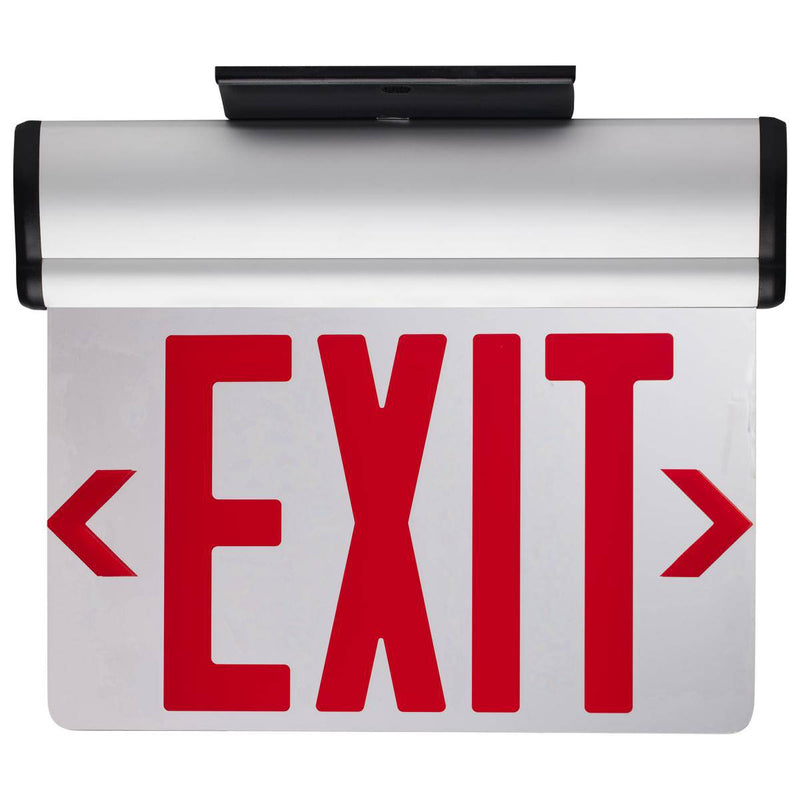 Red (Mirror) Edge Lit LED Exit Sign, 90min Ni-Cad backup, 120/277V, Dual Face, Top/Back/End Mount