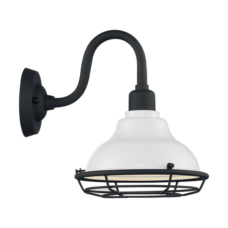 Newbridge - 1 Light Sconce with- Gloss White and Textured Black Finish