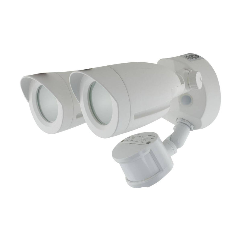 White LED Security Light; Dual Head; Motion Sensor Included