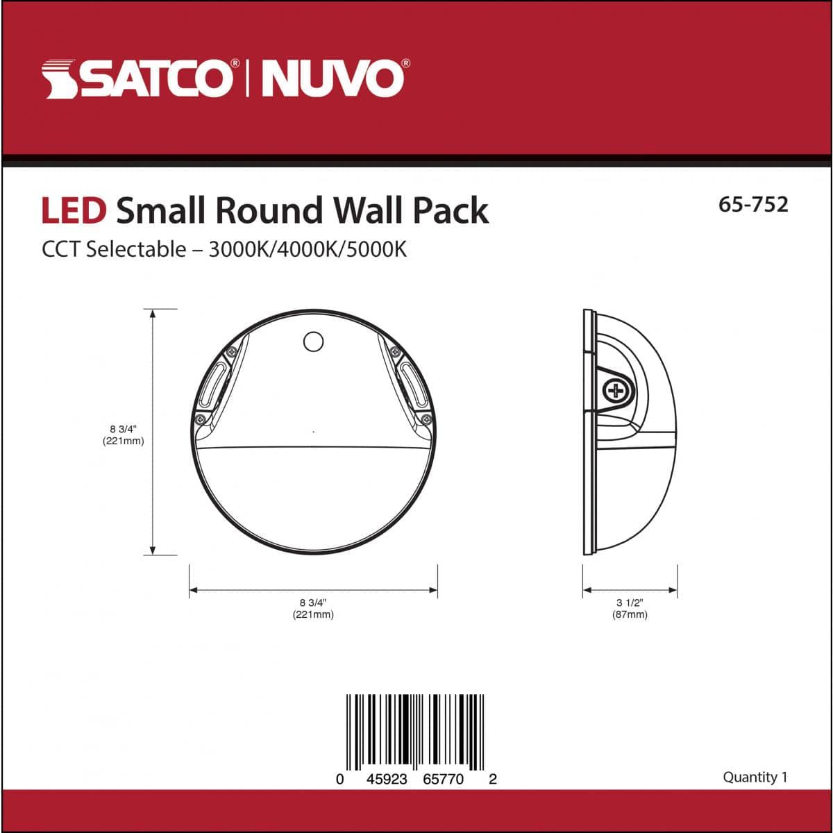 White LED Small Round Wall Pack; 20W; CCT Selectable; Bypassable Photocell - Green Lighting Wholesale, INC