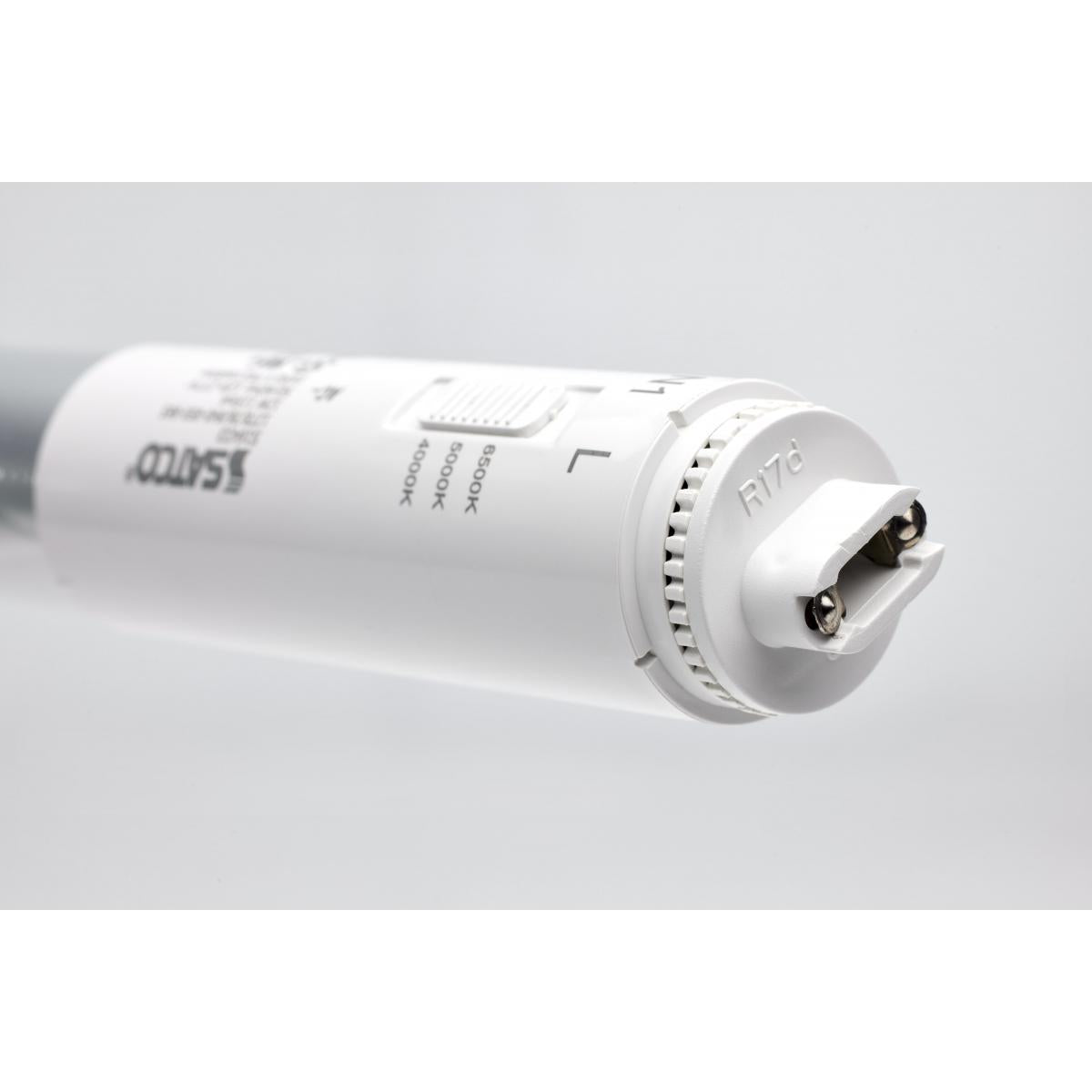 Set of 10 Satco 18W LED T8 Sign Lamps with CCT selectable, single or double-ended Type B lighting bulbs.