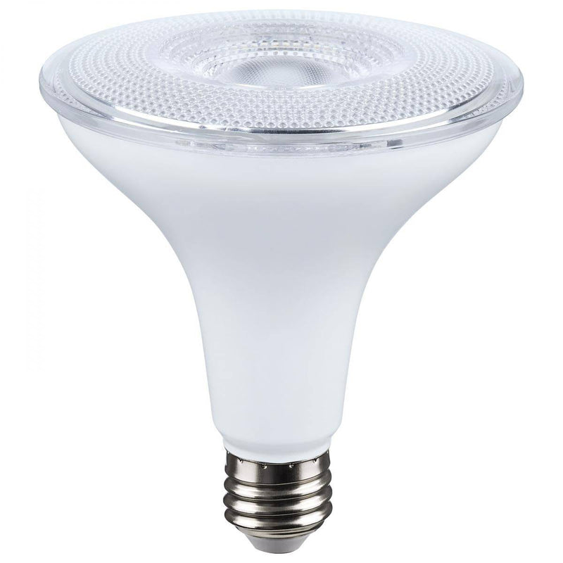 14 Watt Dusk to Dawn LED PAR38; 3000K; Medium Base; White Finish