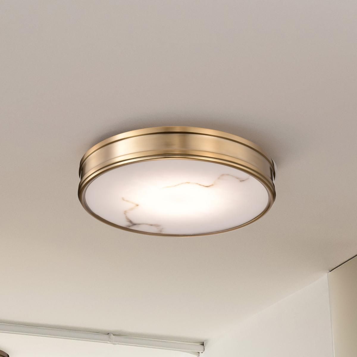 Kendall; 14 Inch LED Flush Mount; Burnished Brass