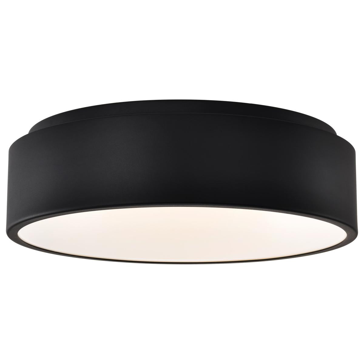 Satco LED Orbit black surface mount ceiling fixture, 20W flush mount with adjustable CCT lighting for modern interior illumination.