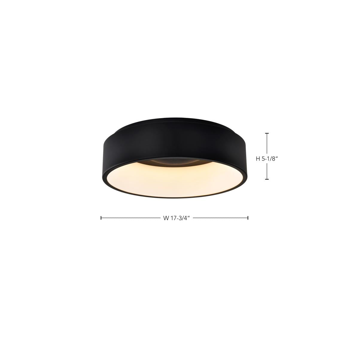Satco LED Orbit black surface mount fixture, 20W flush ceiling light with adjustable CCT for modern interior lighting.