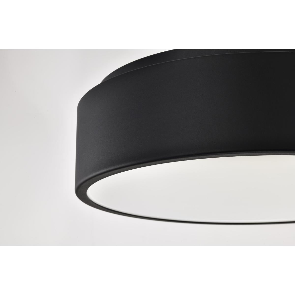 Satco LED Orbit black surface mount fixture, 20W flush ceiling light with adjustable CCT for modern LED ceiling lighting.