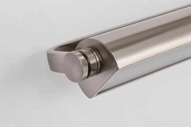 36-inch LED vanity light fixture by Satco with brushed nickel finish, acrylic lens, and 3 CCT selectable lighting options.