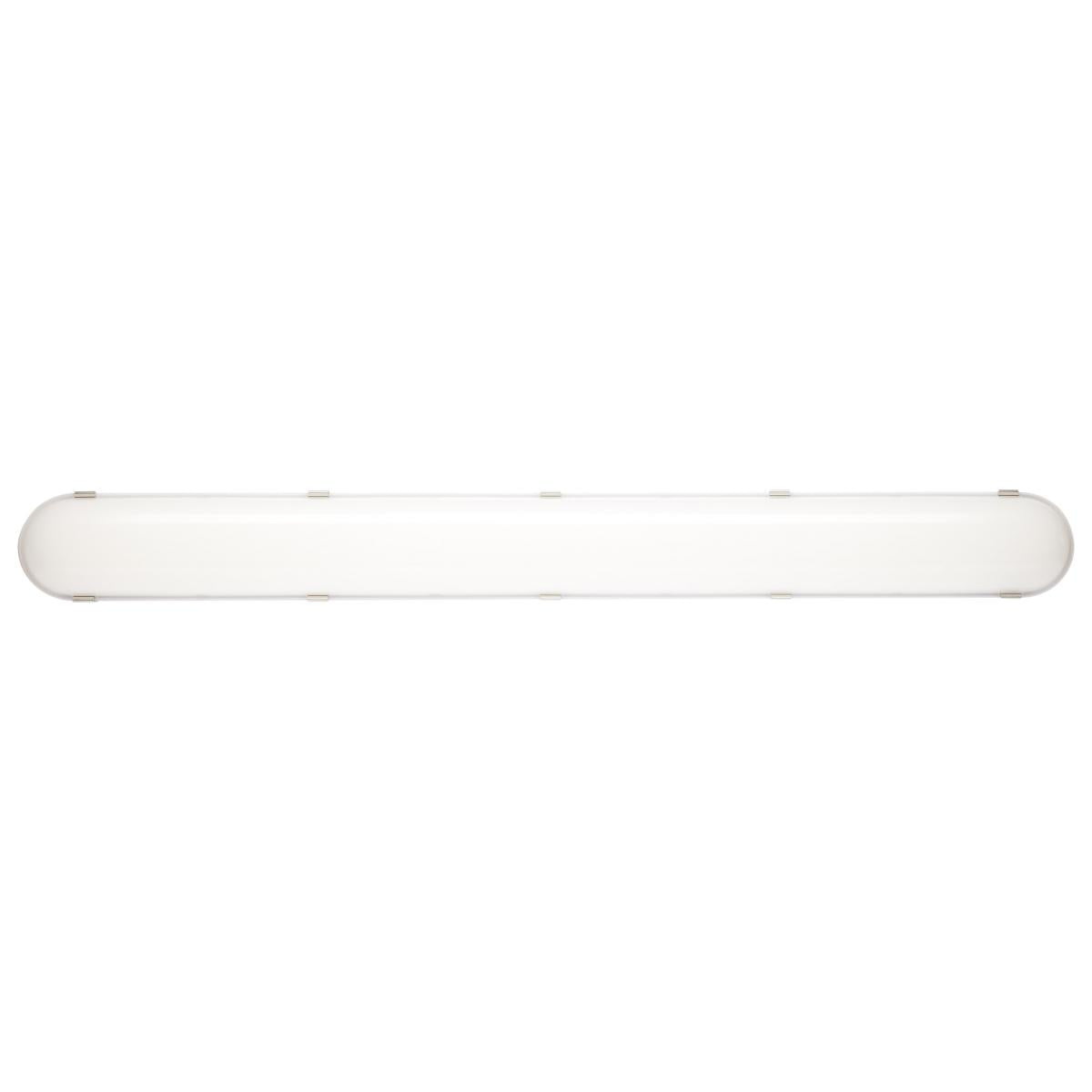 Satco 4-foot vapor proof LED linear fixture with CCT & wattage selectability, IP65, IK08 rated, 0-10V dimming, 120V-347V.