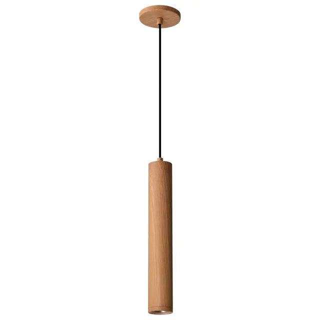 Satco 6-inch LED pendant light in ash wood finish, 12W, 3000K, modern LED lighting fixture with sleek design.