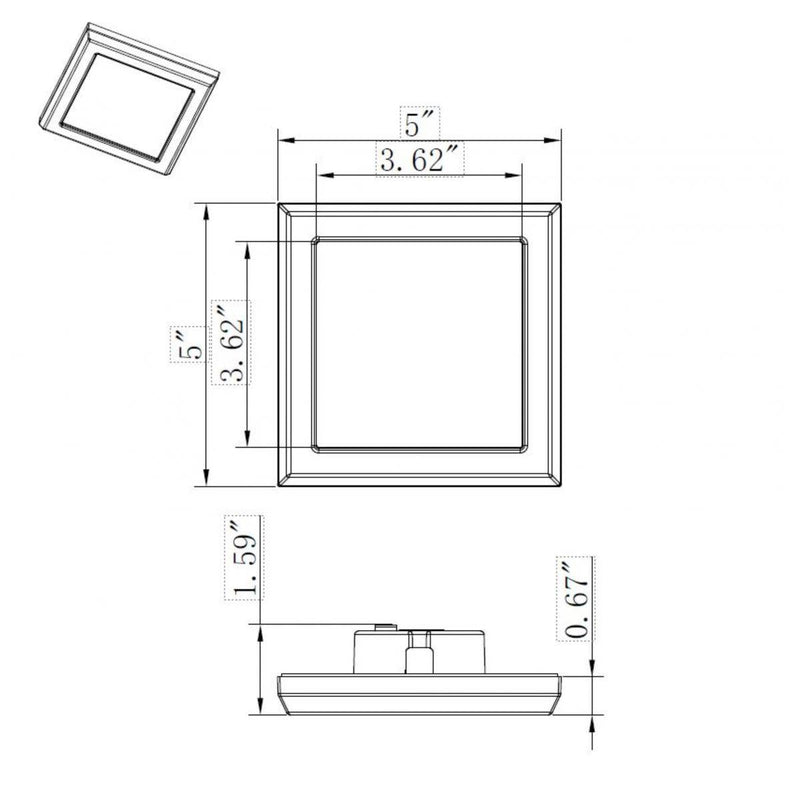 Black 9W; 5in; LED Fixture; CCT Selectable; Square Shape