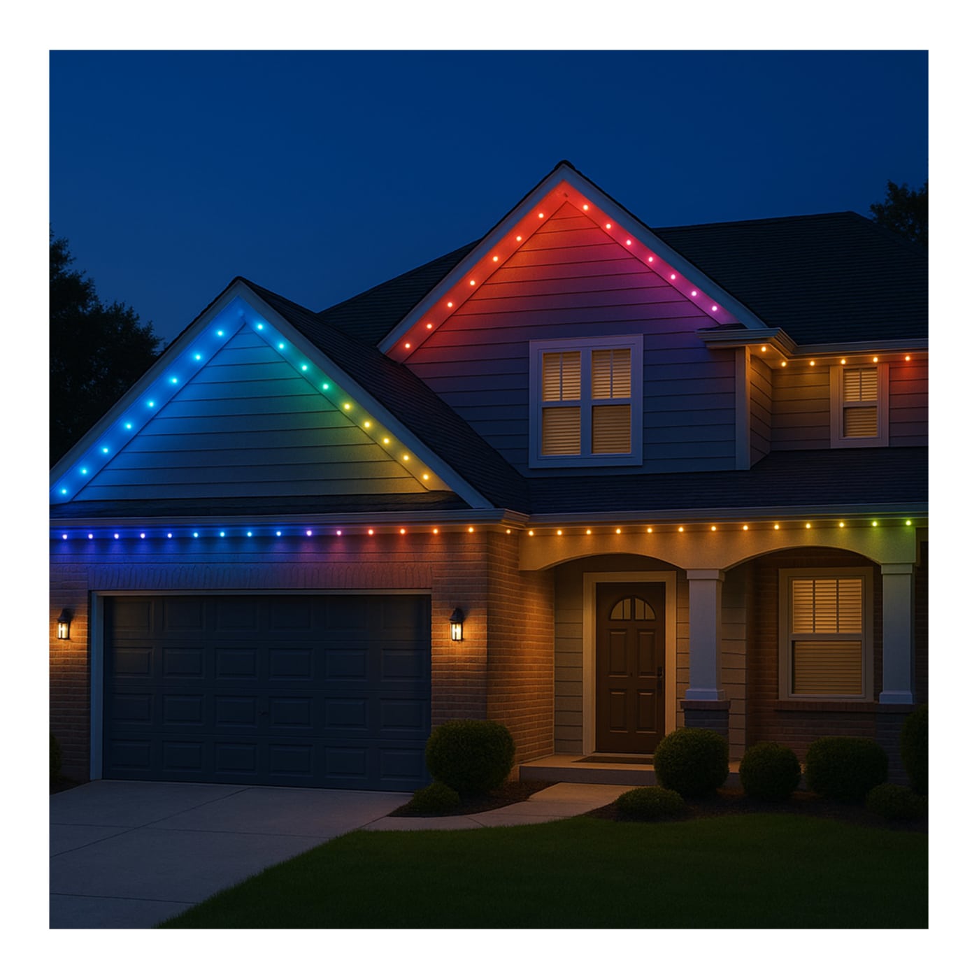 RGB 100 Foot LED Eave String Light; 48 Watt; RGBTW | Green Lighting