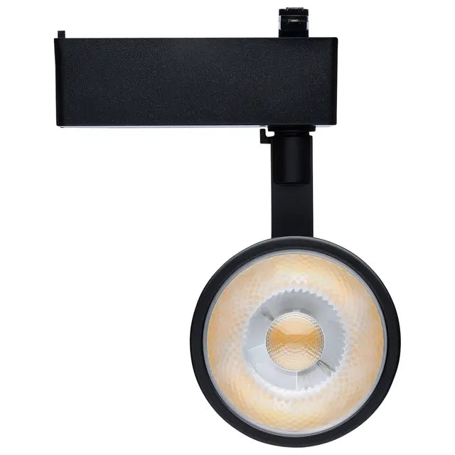 Satco RGB 12W round black LED track head with Starfish-enabled lighting fixture, ideal for modern LED lighting setups.