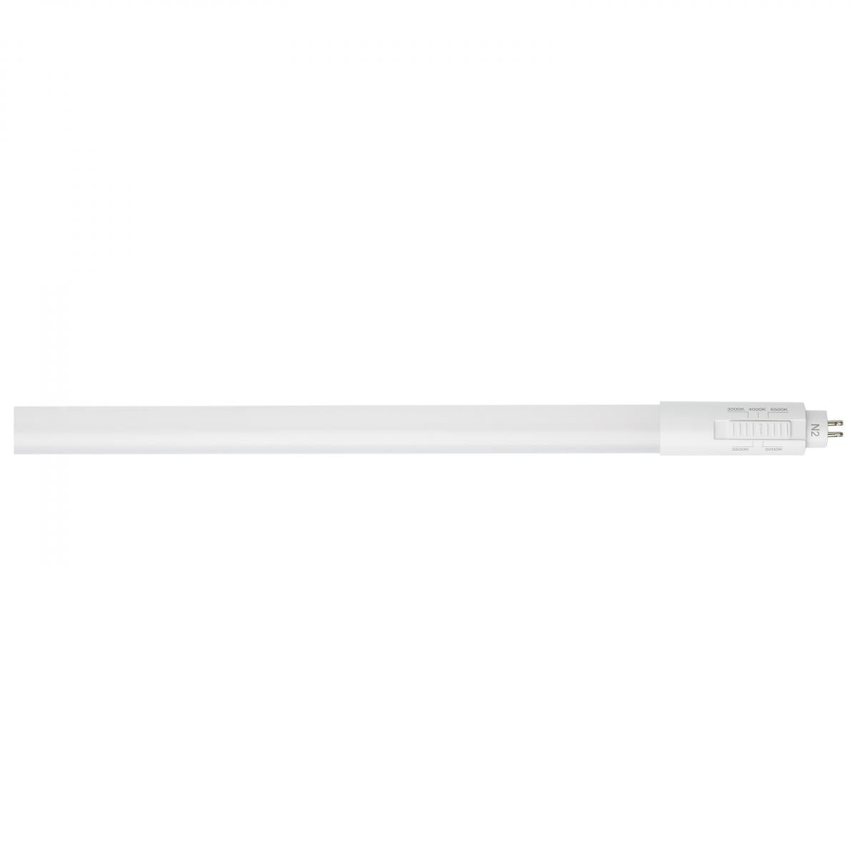 Satco 25W 4-foot LED T5 lamp with CCT selectable, Type B, ballast bypass, double-ended wiring, suitable for 120-347V.