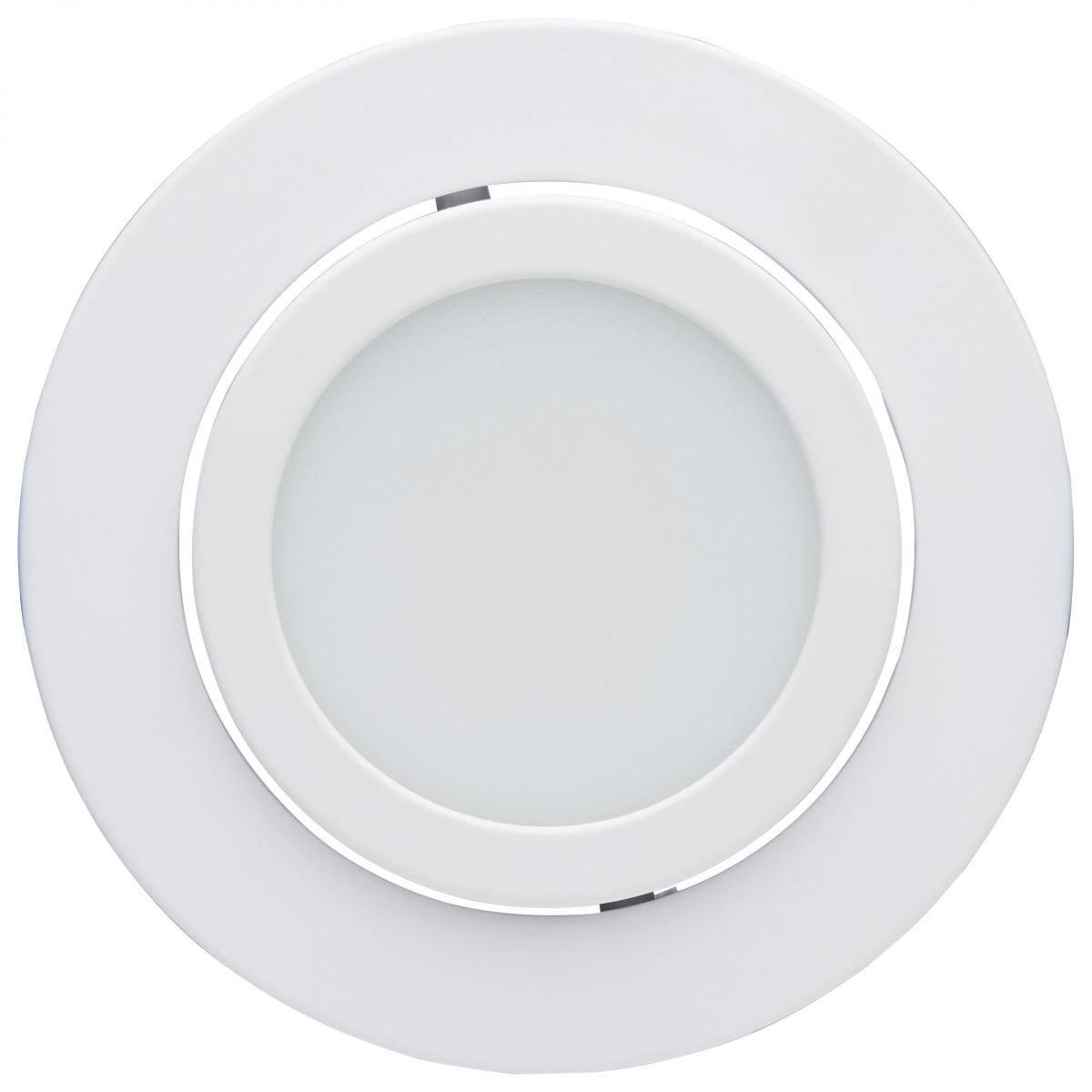 Satco 11W LED wafer downlight, 4-inch white finish, directional low-profile design with CCT selectable, 120V lighting fixture
