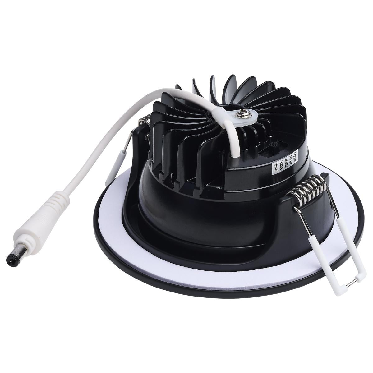 Black LED 3.5-inch 10W canless round downlight with remote driver and CCT selectable from Satco, LED wafer lighting.