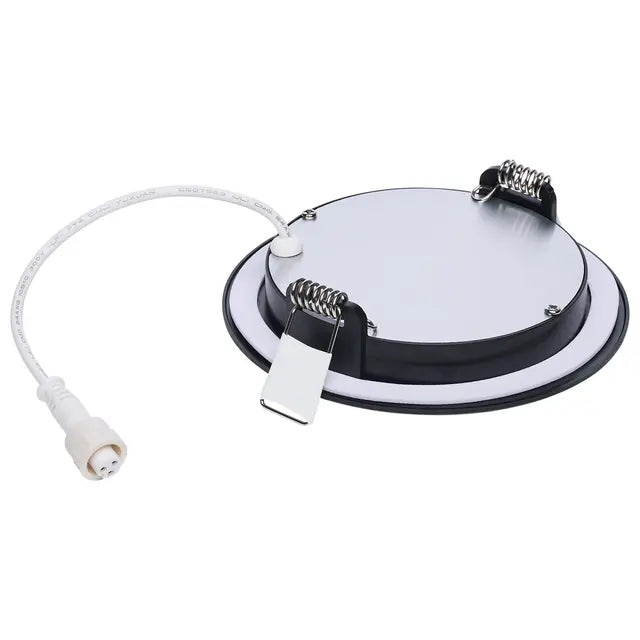 Satco LED 4-inch black wafer downlight with remote driver, 8W, color options 2700K to 5000K, modern canless design