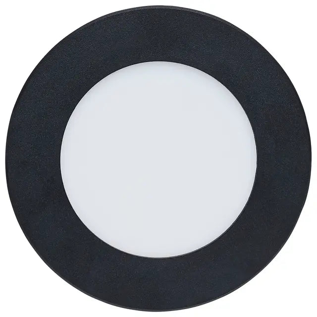 Satco LED wafer 4-inch black 8W downlight with remote driver, adjustable color temperatures 27K-5K, sleek and modern design