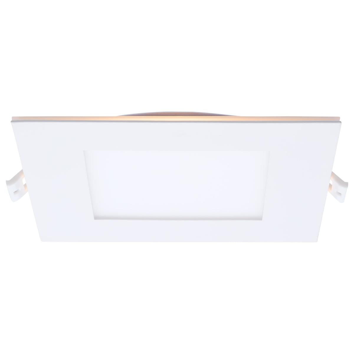 Satco 6-inch square LED wafer downlight with night light and CCT selectable, 12-watt, canless design, ideal for modern ceiling lighting.