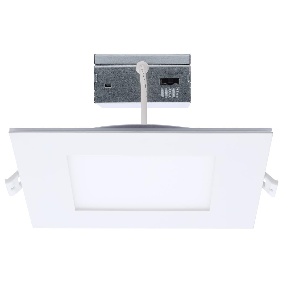 Satco 6-inch LED wafer downlight with night light, 12W, canless design, CCT selectable, ideal for modern ceiling lighting.