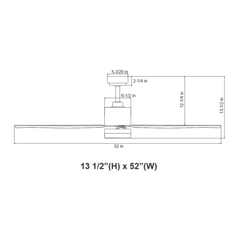 52" Black 4-Blade Ceiling Fan & Wall Control 